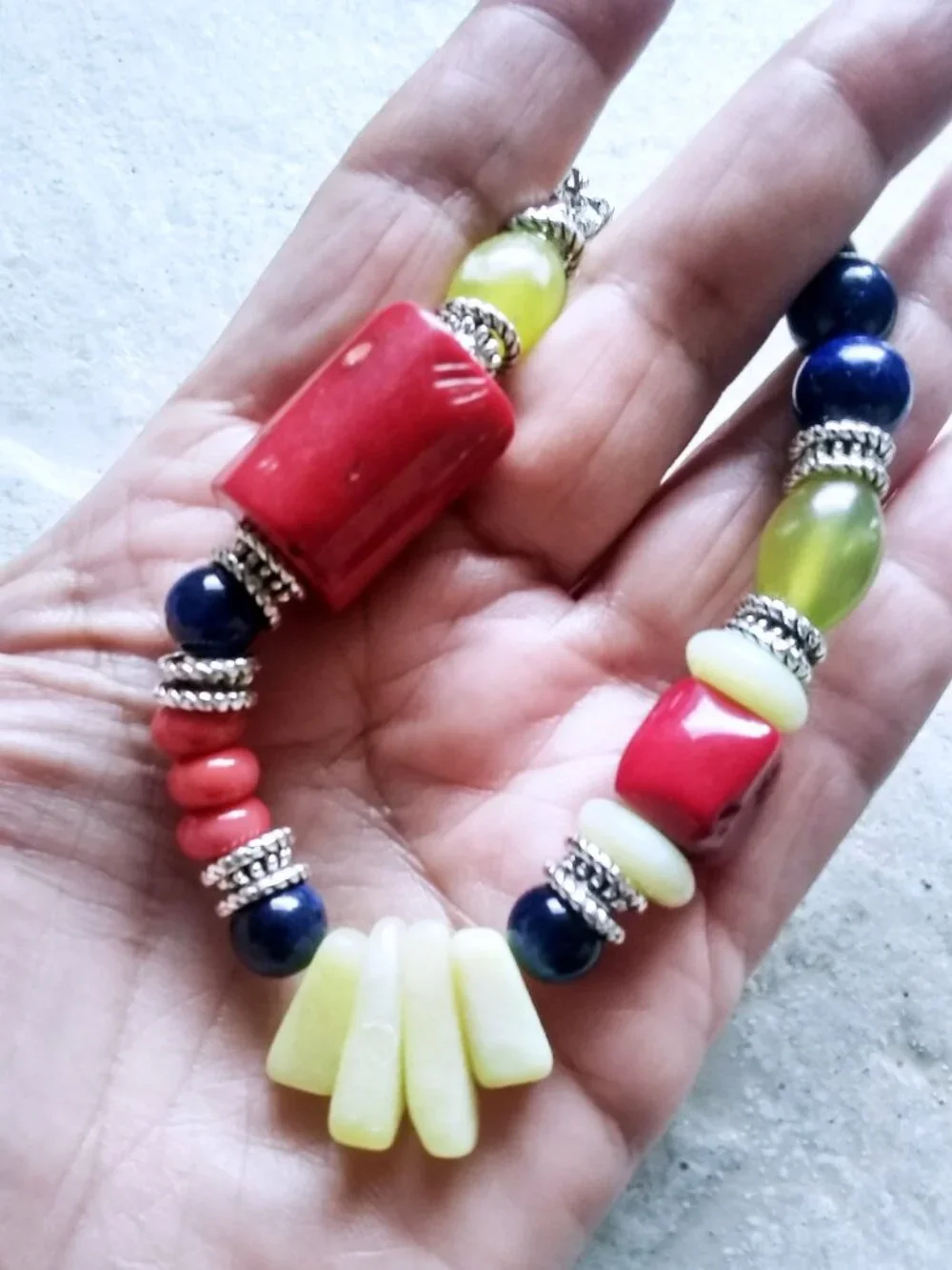 Handmade Statement Bracelet ~ Chunky Eclectic Bold Semi-Precious Stone Beads